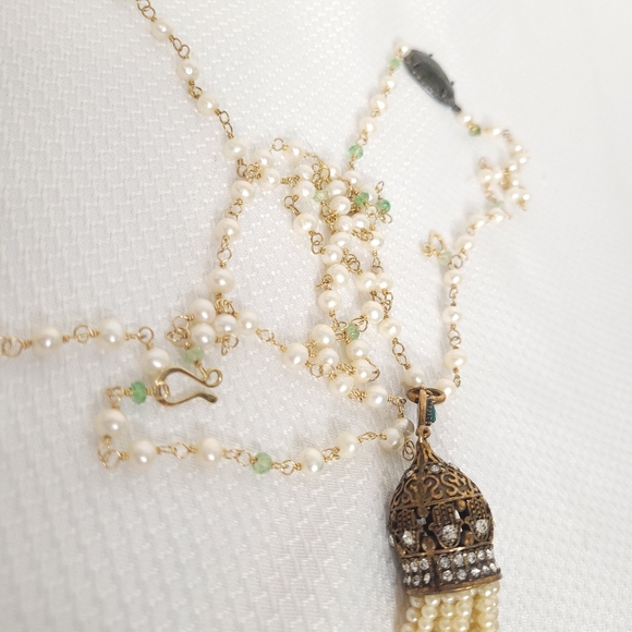 Lovely Ivory Rustic Beaded Tassel with Rhinestone, - Picture 4 of 15